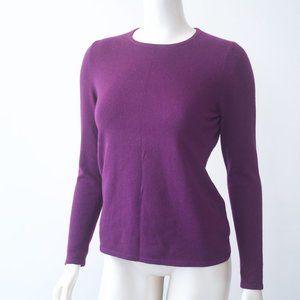 Lord and Taylor 100% Cashmere Sweater Italy Jewel Tone Deep Purple Aubergine - S